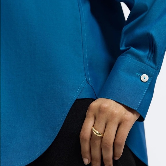 Foxcroft Non-Iron Shaped Fit Button-Down Shirt – Blue, Women’s Plus 1X (18W–20W) - Picture 3 of 8